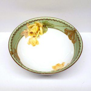 Antique RS Reinhold Schlegelmilch Yellow Rose Bowl Germany Footed Gilt 5.5"
